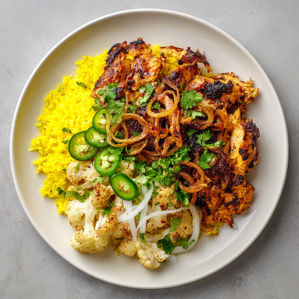 Chicken Shawarma with Saffron Rice and Cauliflower