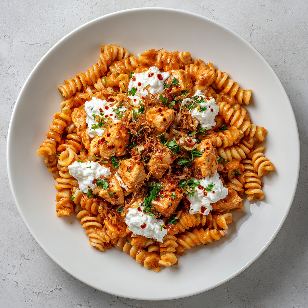 Calabrian Chili Chicken over Radiatori Pasta