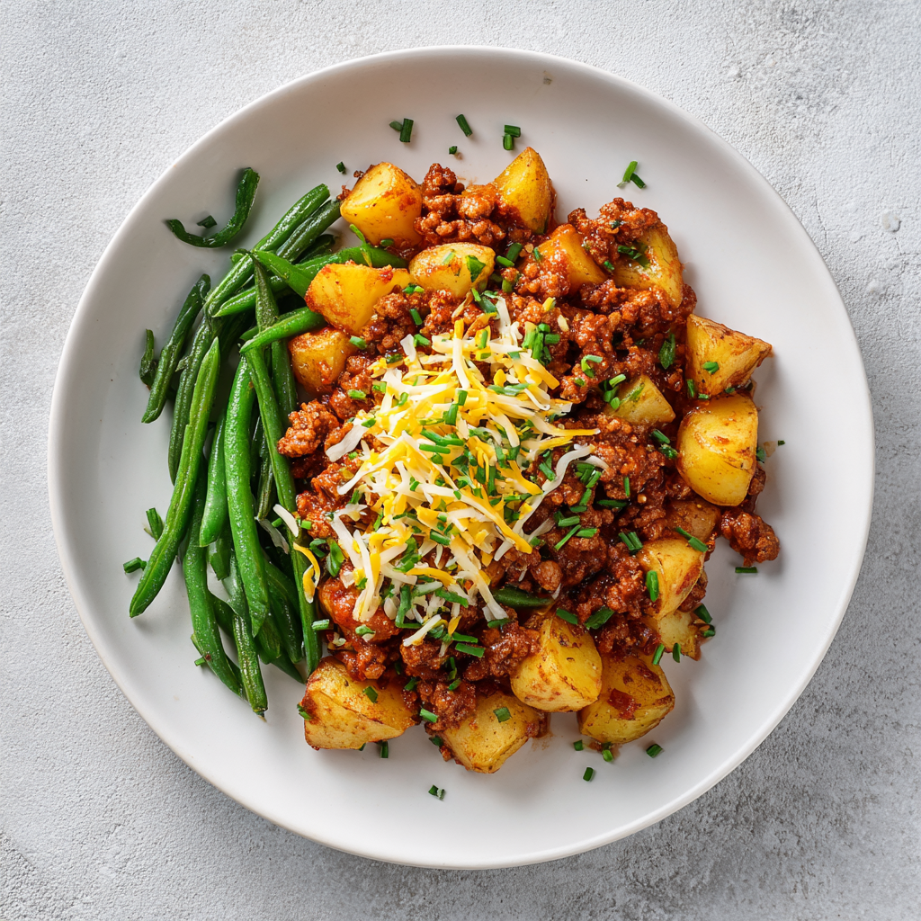 Ground Turkey Sloppy Joe with Green Beans