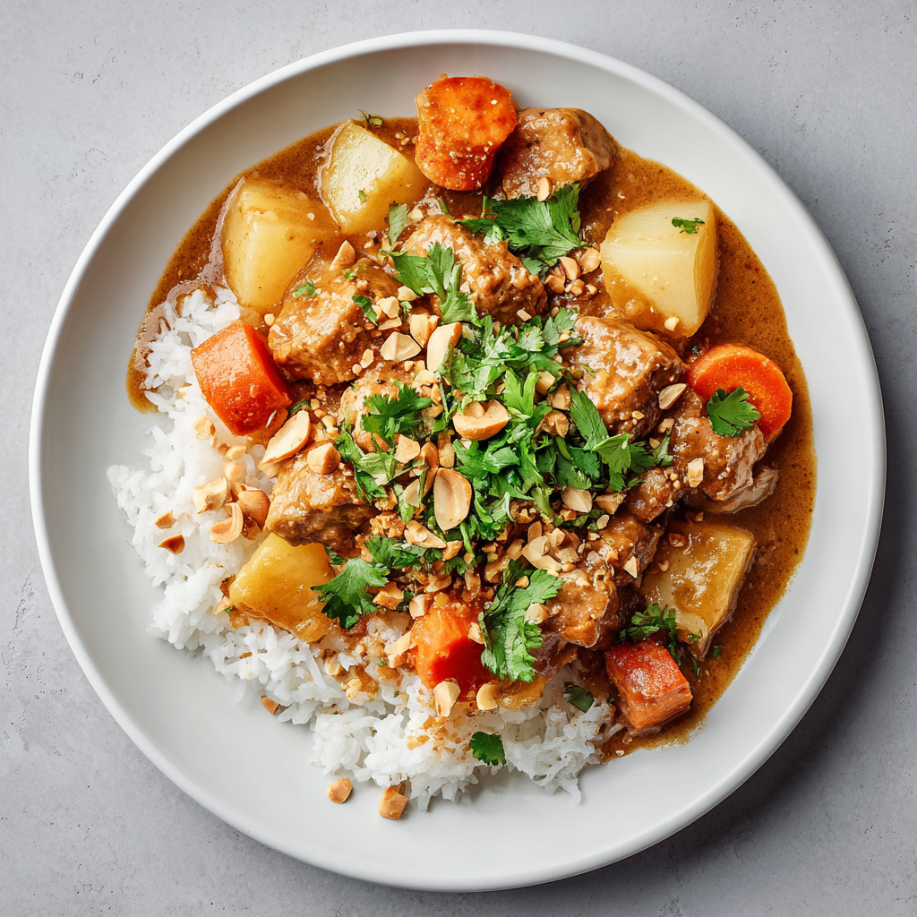 Massaman Tofu Curry and Steamed Rice