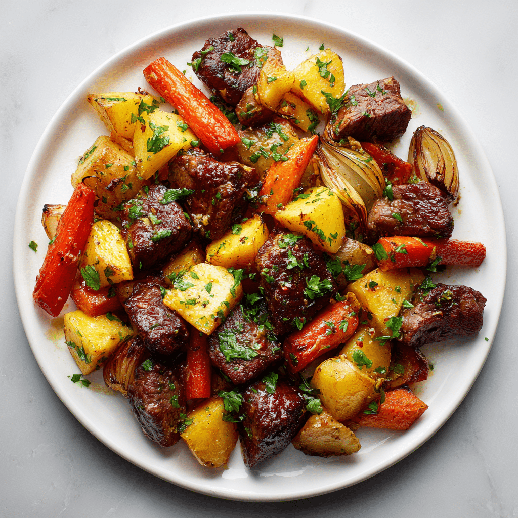 Maple Bourbon Strip Steak and Potatoes