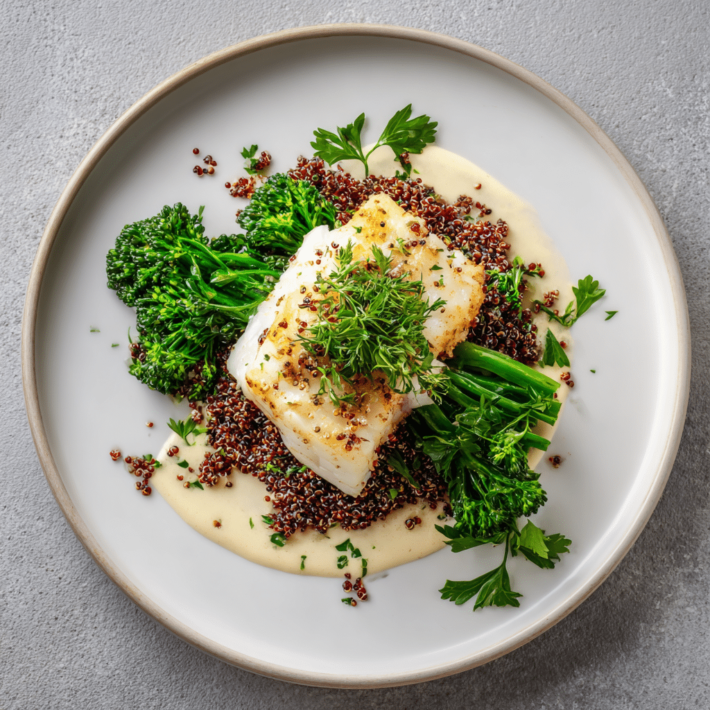 Tuscan Cod with Quinoa and Broccoli