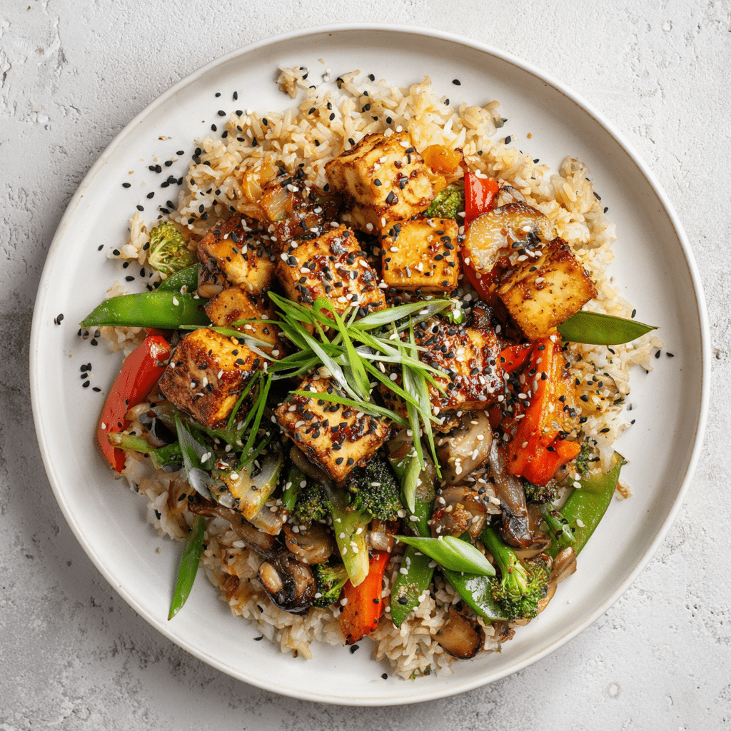 Tofu Stir Fry with Fried Rice