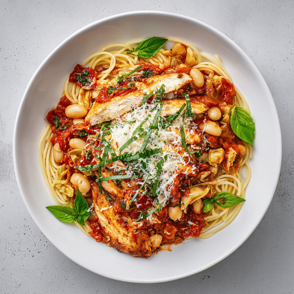 Spiced Tuscan Chicken Spaghetti