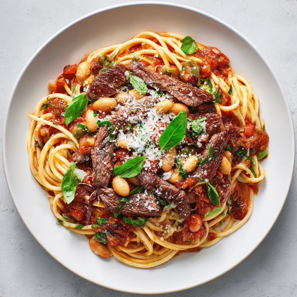 Spiced Tuscan Steak Spaghetti