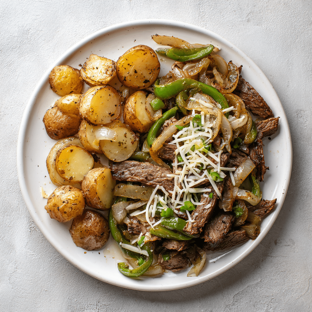 Philly Cheese Flank Steak Bowl